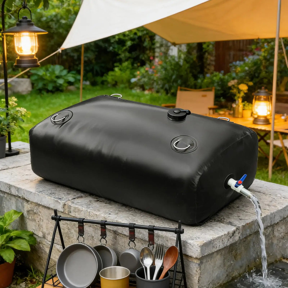 110L Water Tank Large Capacity Folding Reservoir Bag Water Bag With Spigot For Car Truck RV Camping Garden Picnic Outdoor