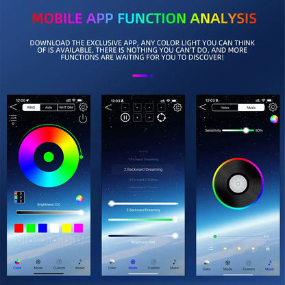 4in1 Symphony LED Interior Car Lights Strip Foot Light Dynamic Flash Light Music APP Control RGB Color 48SMD USB Car Accessories