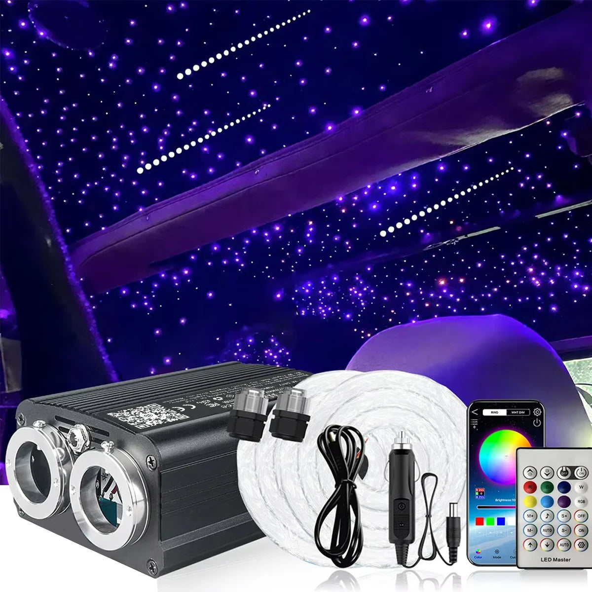 32W RGBW Meteor Car Roof stars Fiber Optic Light Music Roof Car Interior Ambient Atmosphere Light  for Starry Sky ceiling