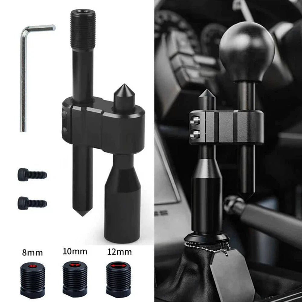 Car Aluminum H Type Gear Shift Knob Extension Adjustable Extender Shifter Lever Handle M18*1.5 M12*1.25 With Three Adapters