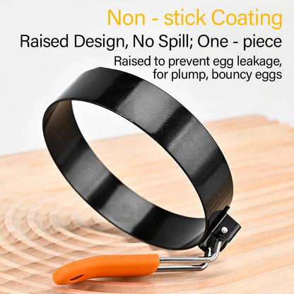 Fried Egg Ring Stainless Steel with Heat  Resistant Silicone Handle Non-Stick Fried Egg Mold Scrambled Eggs Form