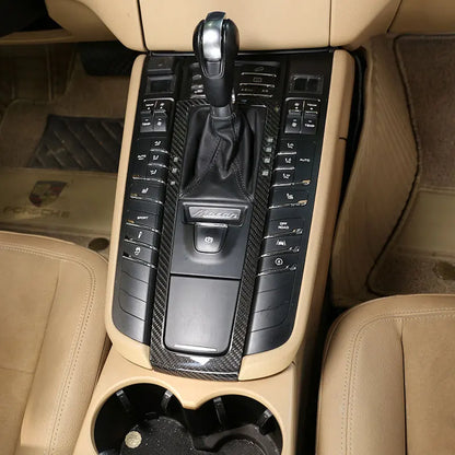 For Porsche MACAN 2014-2021 Real Carbon Fibre Car Central Control Gear Shift Panel Frame Cover Trim Sticker Car Accessories