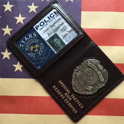 Resident Evil Leon Chris Jill Ada Rebecca Metal Badge ID S.T.A.R.S. Police Badge Case With Customizable Cosplay Accessories