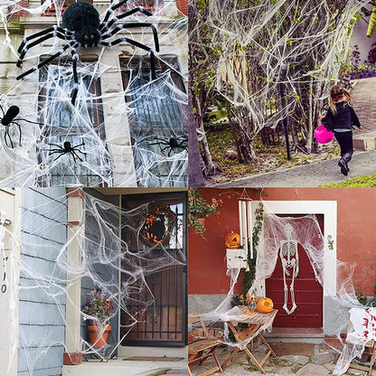 Halloween Decoration Spider Web,Artificial Cobweb,Stretchy Cobweb With Spider,Horror Gothic Haunted House Home Decor