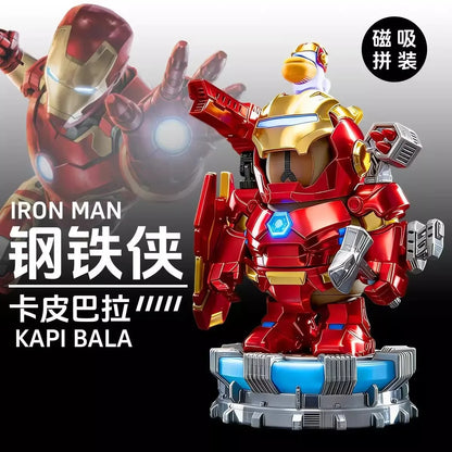Cartoon Iron Capybara Hero Magnetic Mecha Armor Spider Man Capybara Doll Hand Made Creative Toy Collectible Action Figure Gift