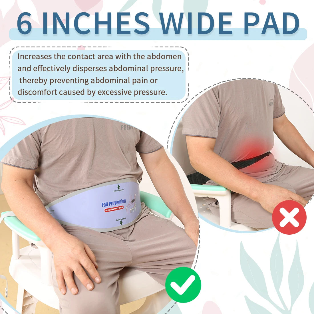 Ehucon Safety Seat Strap Shower Chair Seat Anti-slip Belt Universal Bath Buckle Strap Nursing Care Supplies for Disabled Patient