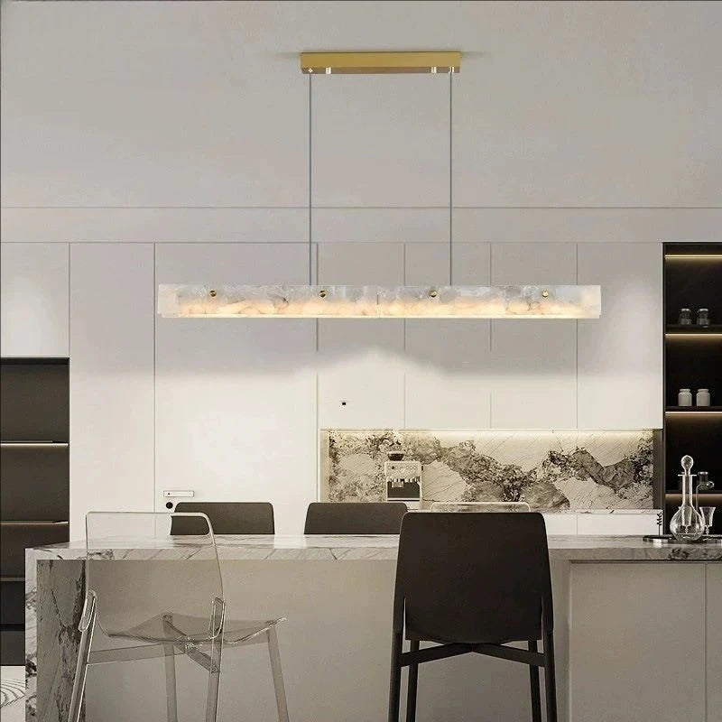 Natural Marble Pendant Light LED Minimalist Chandelier Hanging Ceiling Fixtures for Kitchen Island Dining Room Bar