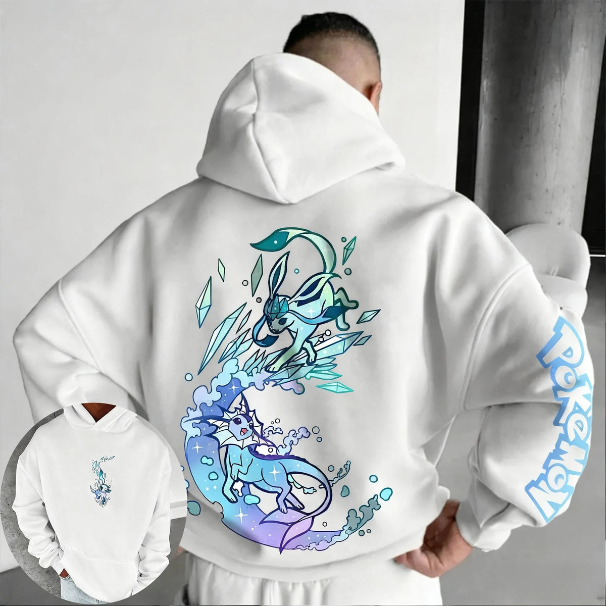 Pokémon Anime Painted Hoodie 2025 Autumn/Winter New Collection Glaceon Printed American Casual Loose Parent Child Sweater Top