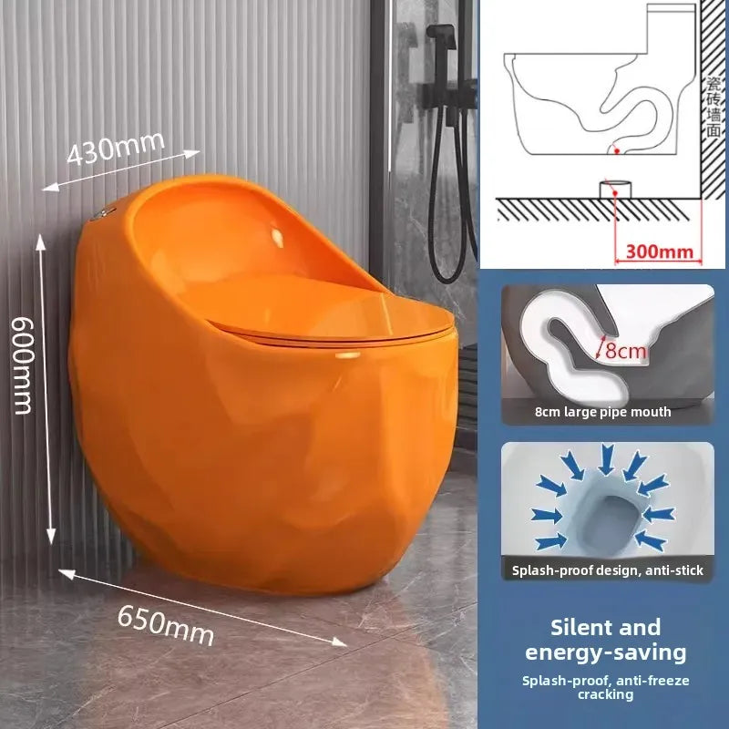Round Egg-shaped One-piece Siphon Toilet, Large Pipe and Large Diameter Color Integrated Deodorant Toilet Pit Spacing 300mm