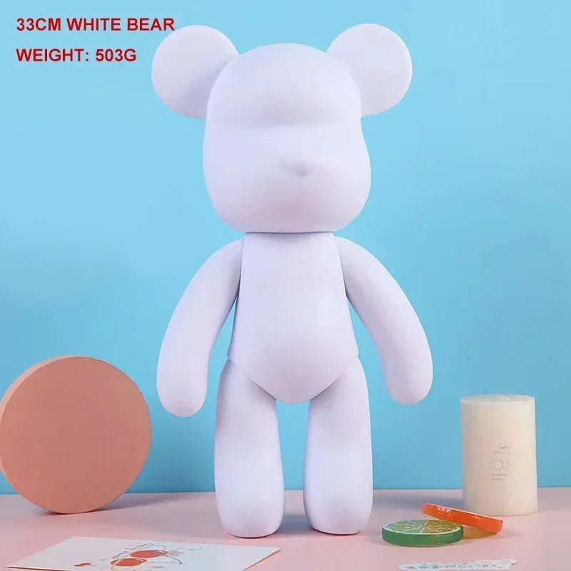 Creative Fluid Bear Handmade DIY Painting Violent Bear Sculpture White Mold Doll Figurine Toys Animal Bear Home Decor Ornaments