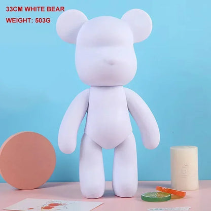 Creative Fluid Bear Handmade DIY Painting Violent Bear Sculpture White Mold Doll Figurine Toys Animal Bear Home Decor Ornaments