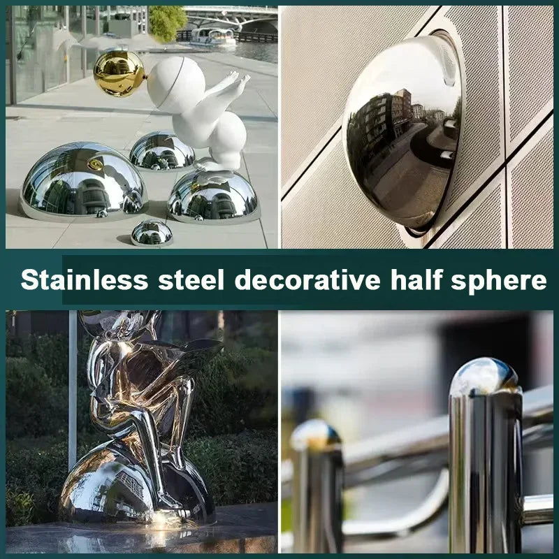 Thick 1/1.5/2mm Mirror Polished 304 Stainless Steel Hollow Hemisphere Half Sphere Wall Decor Furniture Elevator Decor Dome Cap