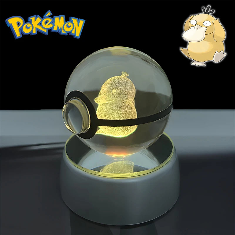 Pokemon 3D Crystal POKE BALL Figure Toys Snivy Dragonair Blastoise Venusaur Milotic Raichu Night Light LED Lamp Base Model Dolls