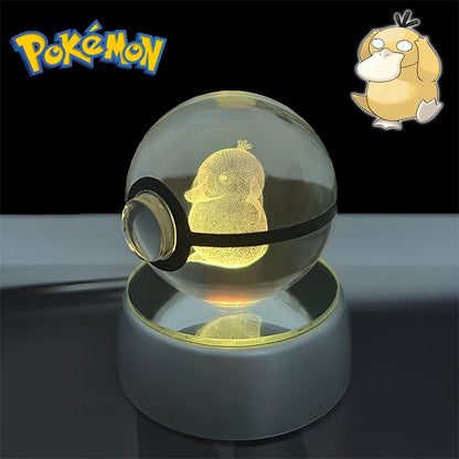 Pokemon 3D Crystal POKE BALL Figure Toys Snivy Dragonair Blastoise Venusaur Milotic Raichu Night Light LED Lamp Base Model Dolls
