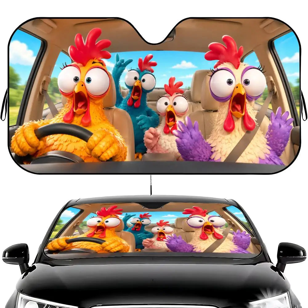 animal chicken Sun Visor Car Windshield Sun Visor - Foldable Universal Fit UV Block Heat Insulation Sunshade