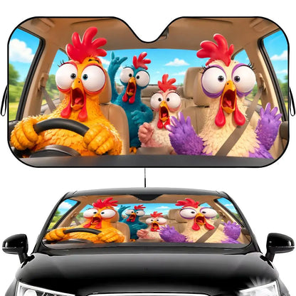 animal chicken Sun Visor Car Windshield Sun Visor - Foldable Universal Fit UV Block Heat Insulation Sunshade