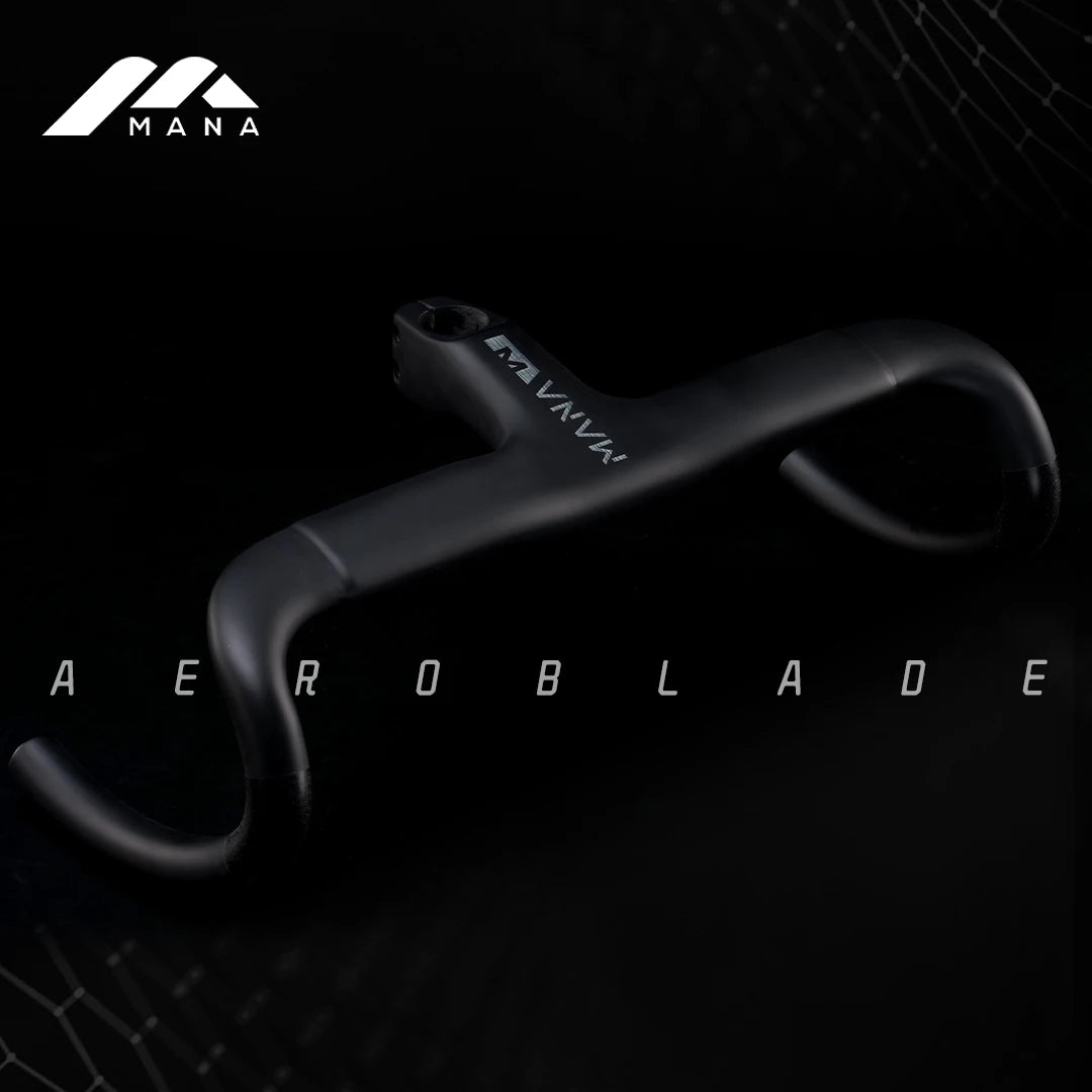 MANA AERO Ultra-Light Carbon Fiber Aero Handlebar - Integrated Cable Routing Superlight Aerodynamic for Road Bike Cycling