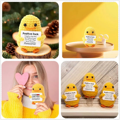Positive Crochet Handmade Amigurumi Doll Emotional Support Pocket Hug Knit Plant Flower Encouragement Gift for Friends Coworker