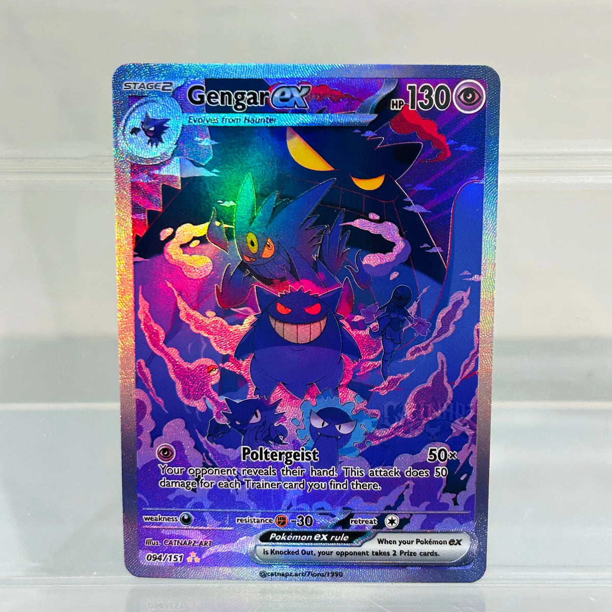 Gengar ex 094/151 English Card Holographic Foil DIY Premium Anime Collection Card