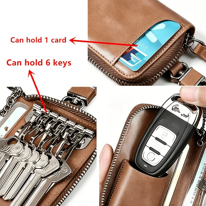 Genuine KeyChain Car Key Unisex Key Bag Multifunction Organizer Wallet Holder Smart Housekeeper Car Small Key Case Keys