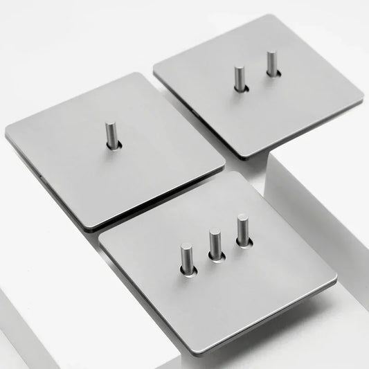 Wall Light Toggle Retro Switch Panel 1-4 Gang 2 Way EU Silver Gray Brushed Stainless Steel Antique Switch Outlet with USB Chargi