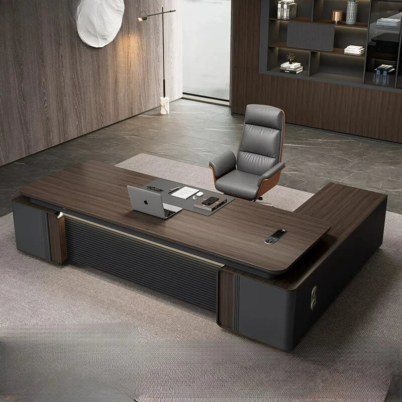 L Shape Luxury Office Desk Decoration Aesthetic Wooden Commercial Office Table Specialty Wooden Mesa Escritorio Furniture
