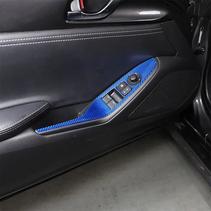 For 2016-2025 Mazda MX-5 ND ND5RC Door Window Switch Panel Soft Carbon Fiber Cover 2Pcs Left & Right Interior Sticker
