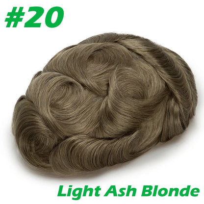 0.03mm Thin Skin Men's Wig 90% 100% Density Human Hair Men Toupee Capillary Prosthesis V Loop Natural Hairline for Hair Loss