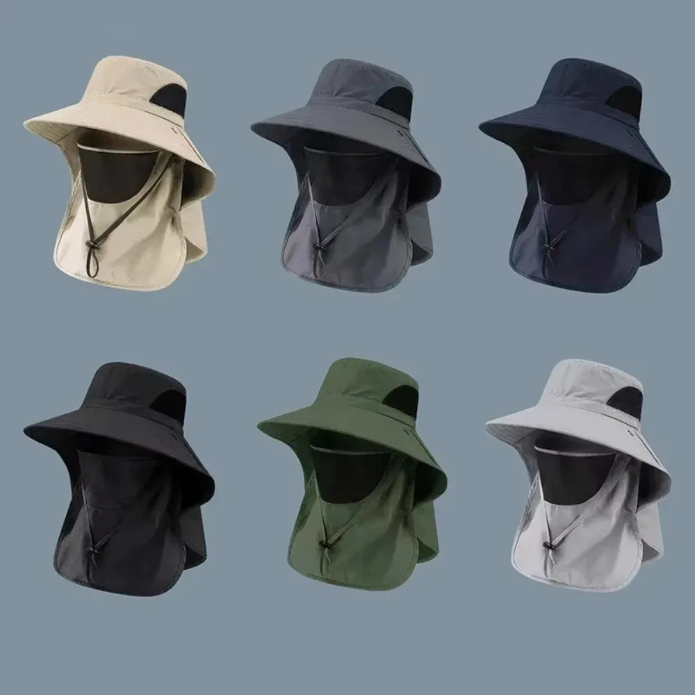 Men's Summer Fishing Hat Wide Brim UV Protection Cap for Outdoor Sports Climbing Lightweight Sun Hat Fishing Cap