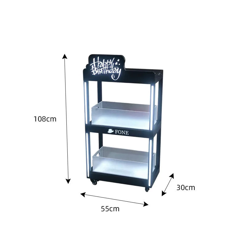 Mobile Stainless Steel LED Champagne Wine Rack Bar Lighting Import Liquor Display Cabinet Pub Liquor Display Cabinet