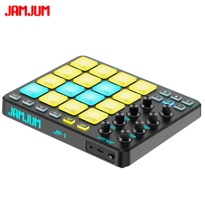 JAMJUM JP-1  Wireless MIDI Controller Pad with 16 RGB Backlit Led USB-C Interface Portable Design Small MIDI Pad