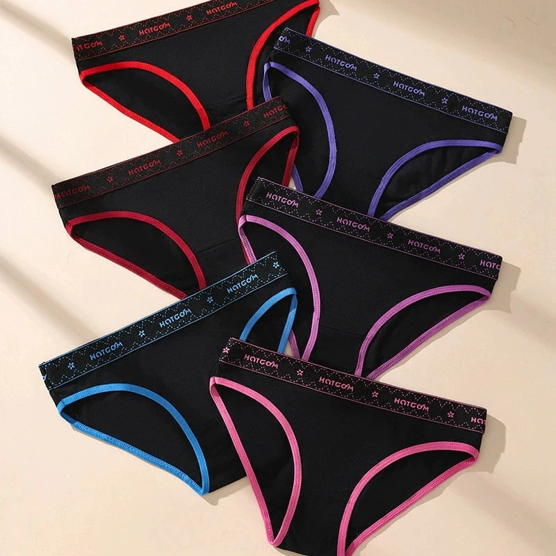 6Pcs Sexy Women Panties Soft Cotton Underpants Black Underwear Girls Briefs Female Breathable Stretch Panty Female Lingerie XS-L