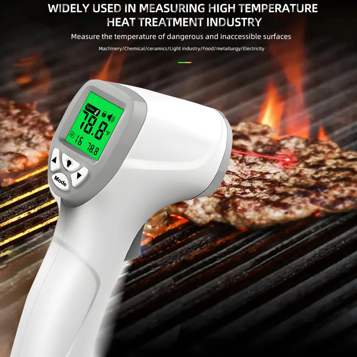 Digital Infrared Thermometer Outdoor Pyrometer Laser High Temperature Meter Food Kitchen Thermometers Adjust Heat Meter