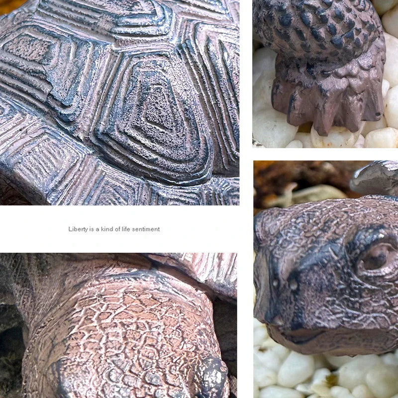 Lifelike Resin Fortune Tortoise Statue Stone Look Feng Shui Animal Sculpture for Outdoor Garden Pond Bonsai Entryway Desk Decor