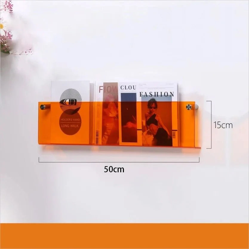 12 Color Acrylic Brochure Holder Wall Mount Magazine Rack Pamphlet Stand Floating Bookshelves Hang Display Literature Organizer