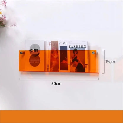 12 Color Acrylic Brochure Holder Wall Mount Magazine Rack Pamphlet Stand Floating Bookshelves Hang Display Literature Organizer