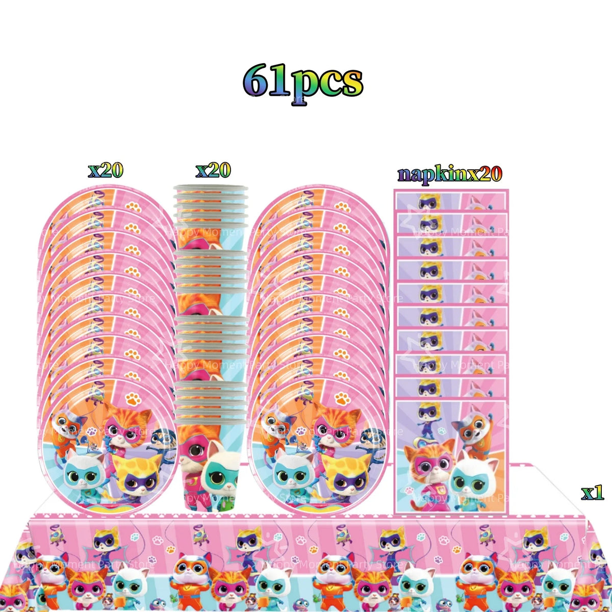 Superkittie Birthday Party Decoration Tableware Tablecloth Plate Cup Napkin Balloon Cake Decor superkitties Party Favors Supply