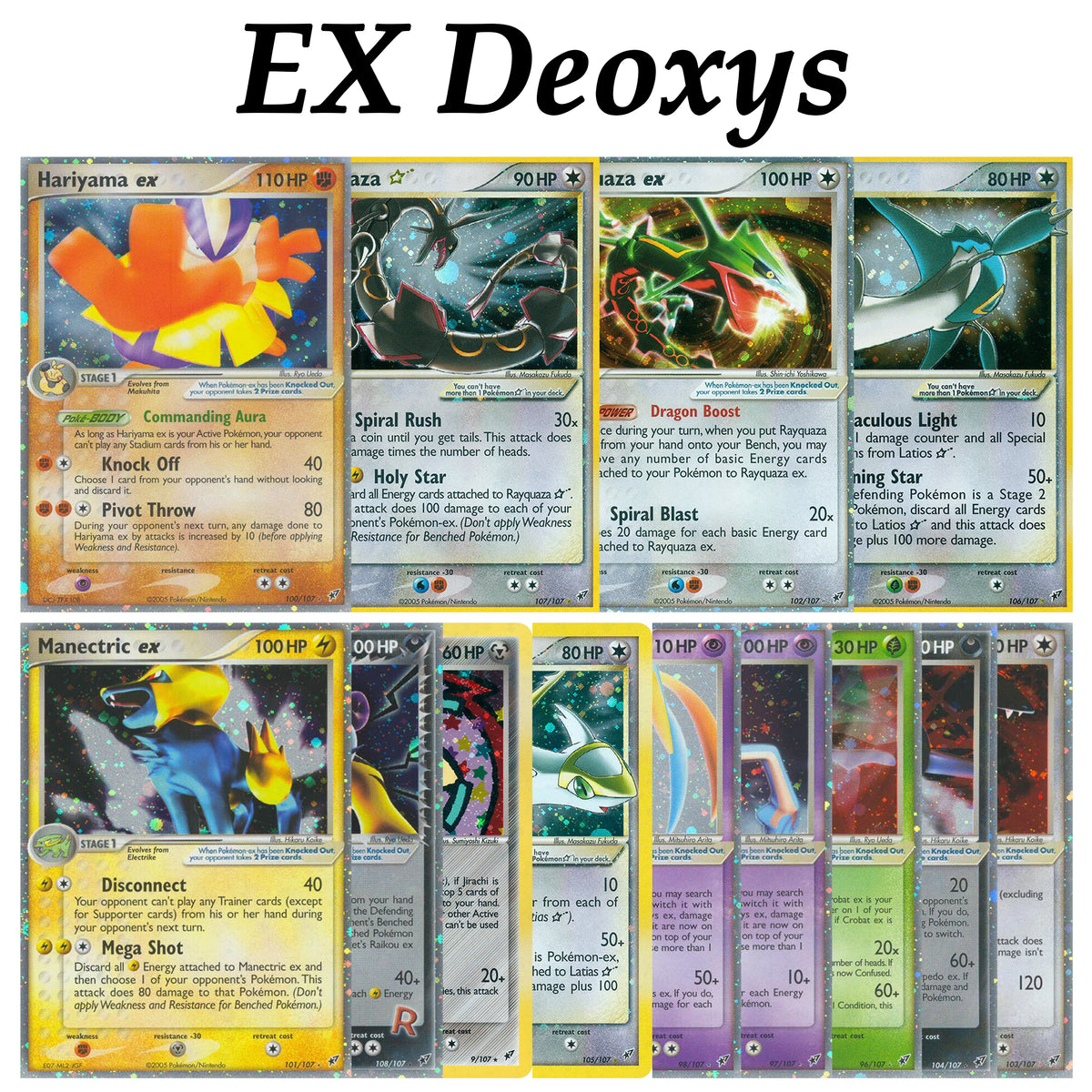 PTCG Pocket EX Deoxys Crobat Jirachi Latios Sharpedo Salamence Hariyama Deoxys Rayquaza Cosmos Holo Gold Star UR Proxy Cards