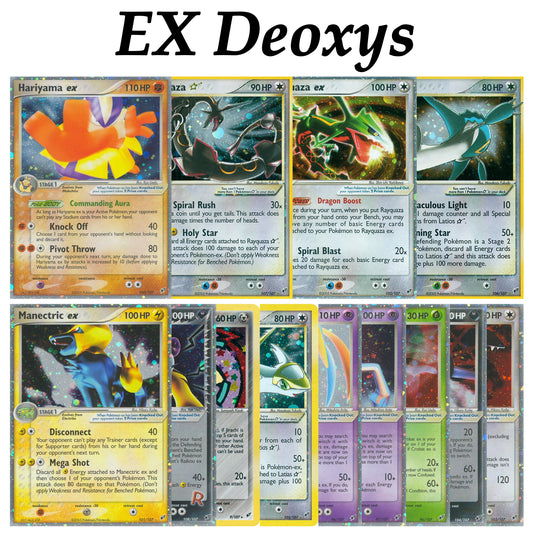 PTCG Pocket EX Deoxys Crobat Jirachi Latios Sharpedo Salamence Hariyama Deoxys Rayquaza Cosmos Holo Gold Star UR Proxy Cards