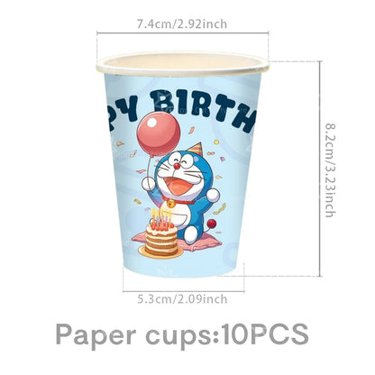 Cartoon Doraemoned Birthday Party Decoration Tableware Cup Plate Tablecloth Napkin Backdrop Cartoon Cat Party Favors Supplies