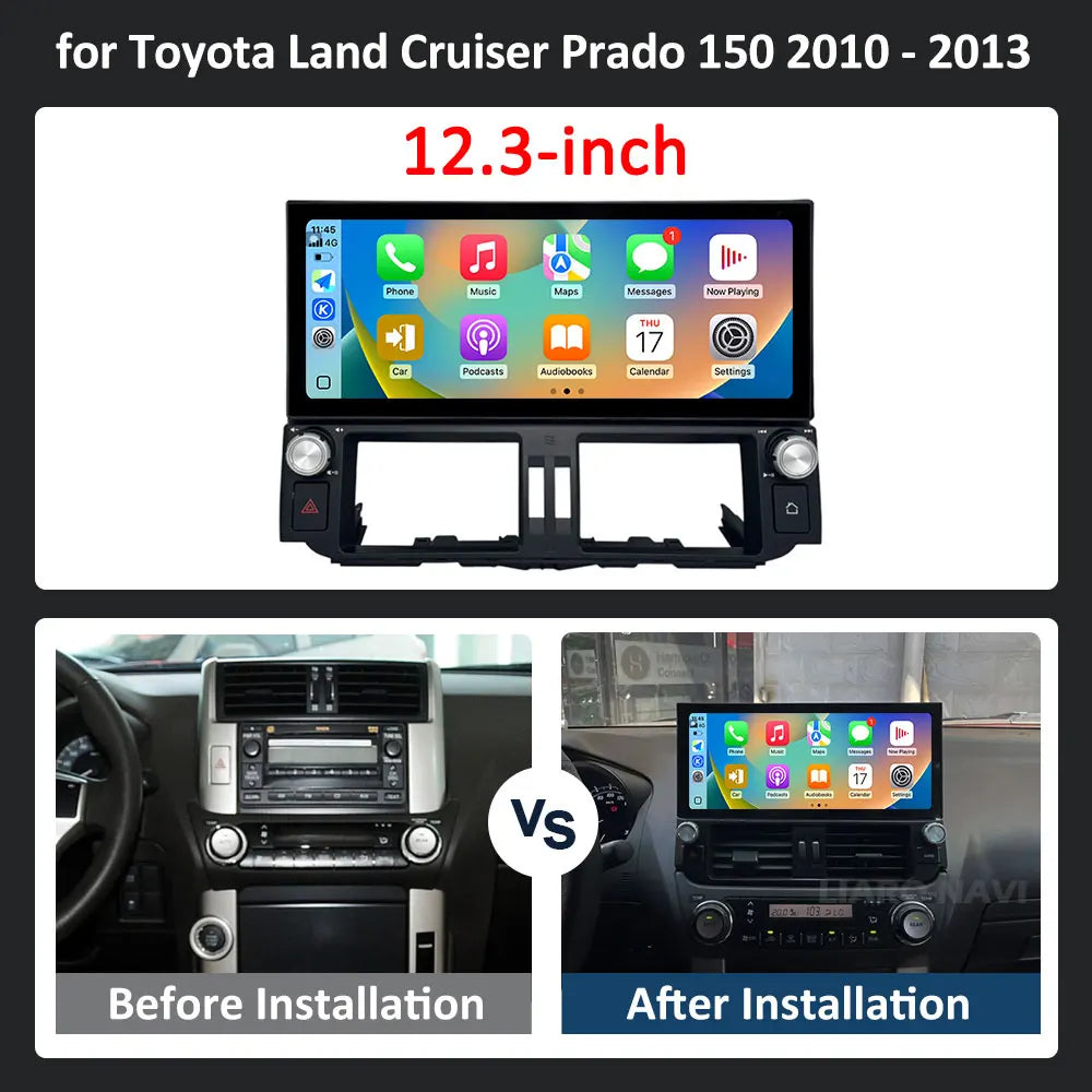 12.3 inch Ultra-thin Screen DSP Android 16 for Toyota Land Cruiser Prado 150 2010 - 2013 GPS Navi Car Radio Multimedia Player 4G