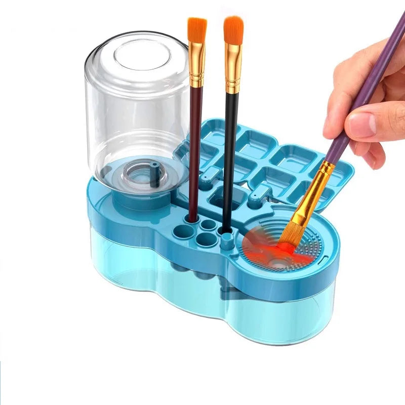 New Paint Brush Cleaner With Drain Button Automatic Water Circulation Paint Brush Cleaning Machine Cleaning Bucket Art Tools