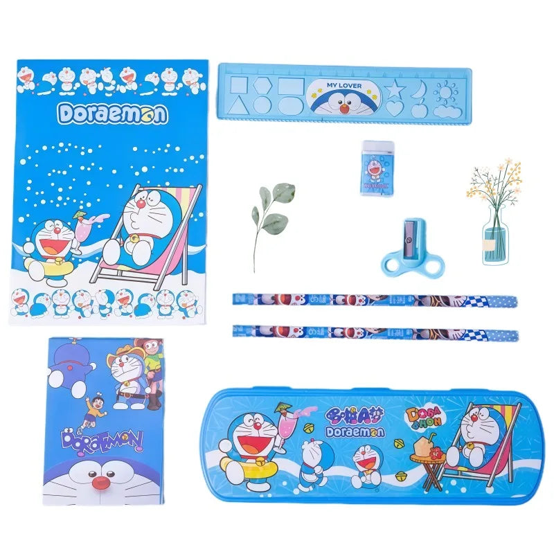 Doraemon Anime Merchandise Student Stationery 8Pcs Set Pencil Combination Primary School Student Learning Stationery Wholesale
