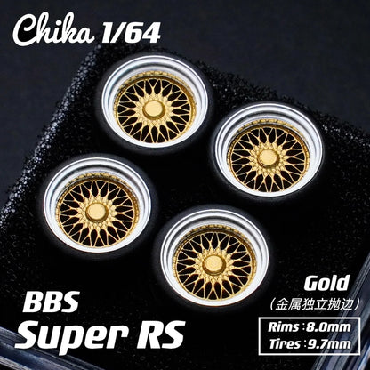 Hotwheels Tomica MiniGT (Supplied with axle) 1/64 Chika Wheels with Rubber Tires Model Car Modified Parts BBS RS JDM VIP For