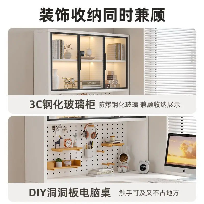 L Shaped Bookcase Integrated Computer Desk Corner Student Bedroom Home Simple Office Writing Desktop E-sports Computer Table