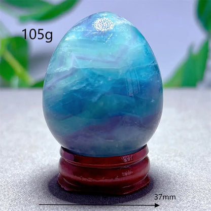 Rainbow Fluorite Egg Crystal Natural Stone Quartz Minerals Home Decoritems Reiki Gifts Energy Healing Luck Love Garden +Stand