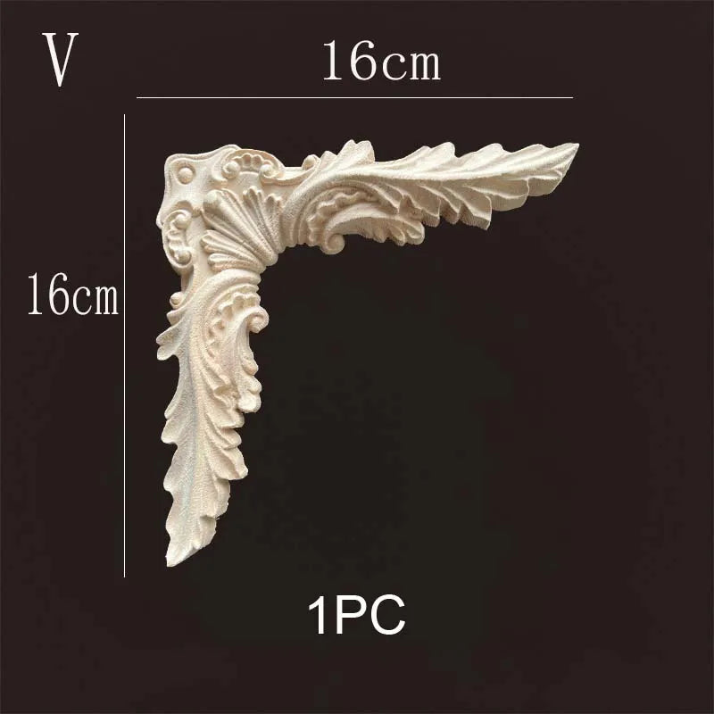 Natural Wood Corner Onlay Moldling European Style Home Decor Background Wall Applique Carved Figurine Living Room Decoration