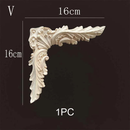 Natural Wood Corner Onlay Moldling European Style Home Decor Background Wall Applique Carved Figurine Living Room Decoration