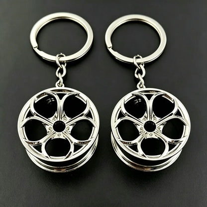 2Pcs Creative Mini Car Modification Wheel Keychain Auto Enthusiast Metal Key Rings Alloy Accessories for Men Woman Lover Gifts