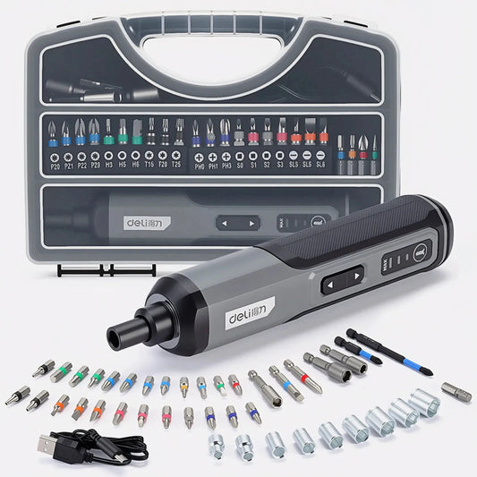 Deli 4V Cordless Electric Screwdriver Set 5N.m Max Torque Power Drill Tools for Home DIY Furniture Assembly Repair Kit